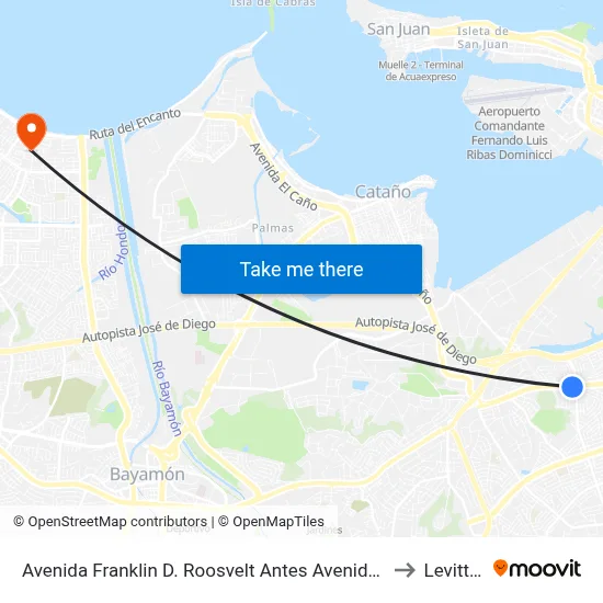 Avenida Franklin D. Roosvelt Antes Avenida Jose De Diego to Levittown map