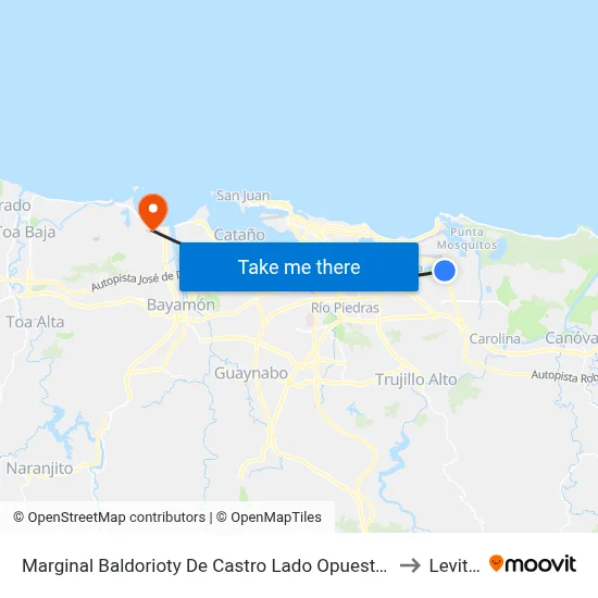 Marginal Baldorioty De Castro Lado Opuesto Iglesia Fuente Agua Viva to Levittown map