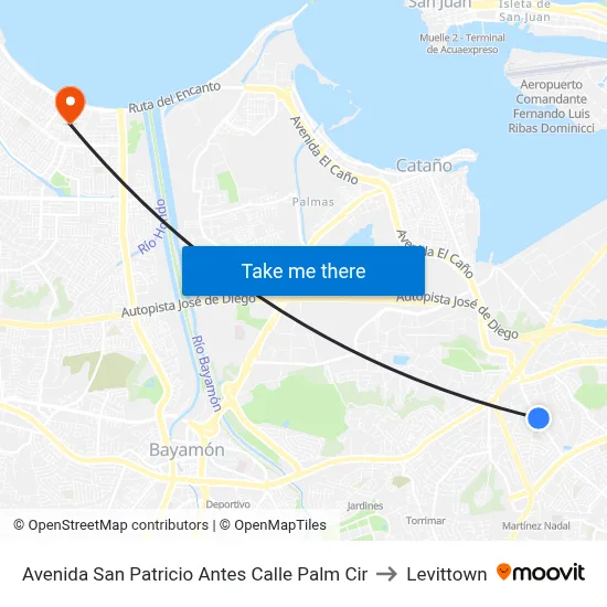 Avenida San Patricio Antes Calle Palm Cir to Levittown map