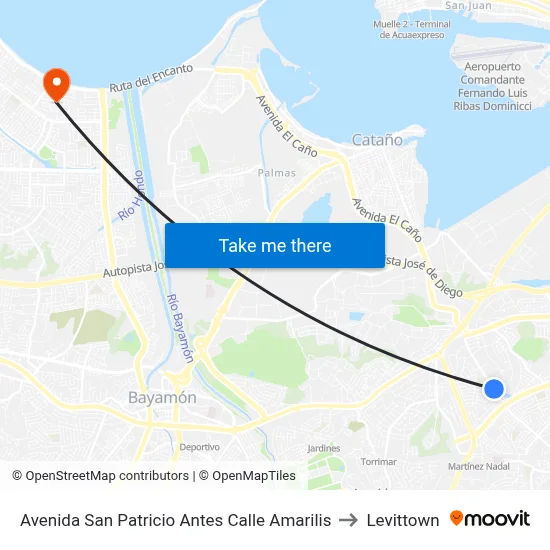 Avenida San Patricio Antes Calle Amarilis to Levittown map