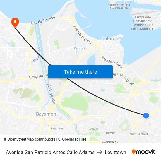 Avenida San Patricio Antes Calle Adams to Levittown map