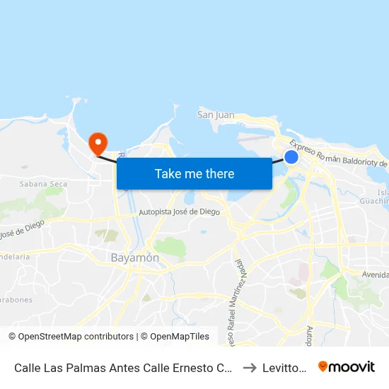 Calle Las Palmas Antes Calle Ernesto Cerra to Levittown map