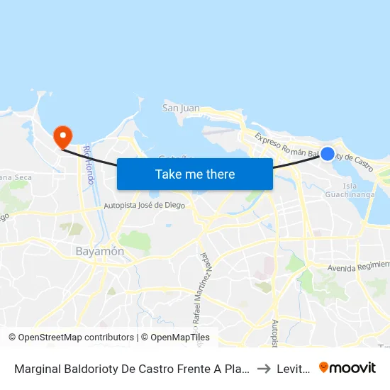 Marginal Baldorioty De Castro Frente A Placita De Los Salseros to Levittown map