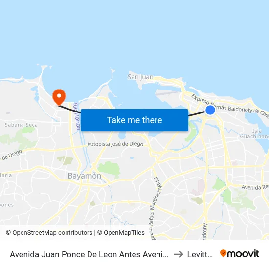 Avenida Juan Ponce De Leon Antes Avenida De Diego to Levittown map