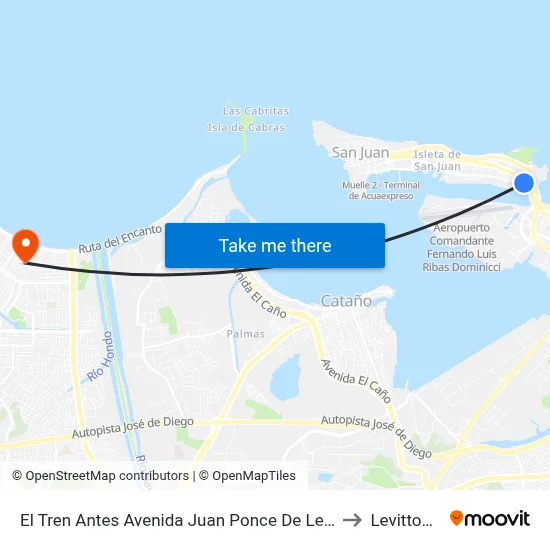 El Tren Antes Avenida Juan Ponce De León to Levittown map
