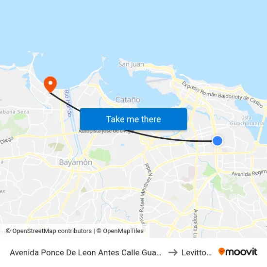 Avenida Ponce De Leon Antes Calle Guayama to Levittown map