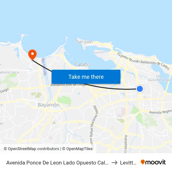 Avenida Ponce De Leon Lado Opuesto Calle Ruiz Belvis to Levittown map