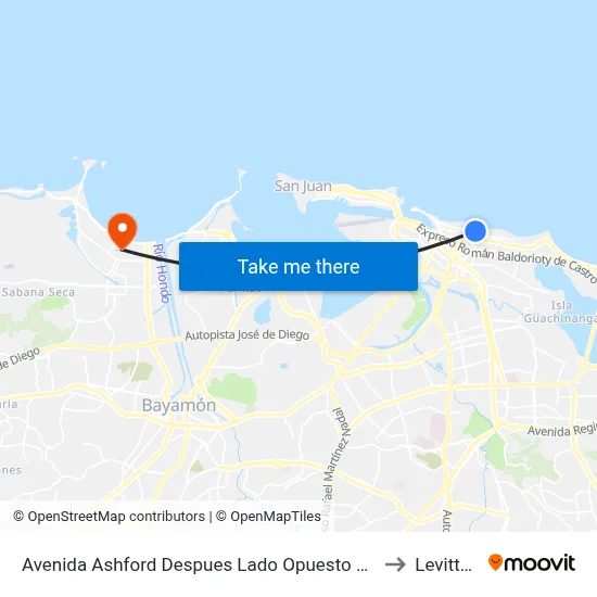 Avenida Ashford Despues Lado Opuesto Calle F. Krug to Levittown map