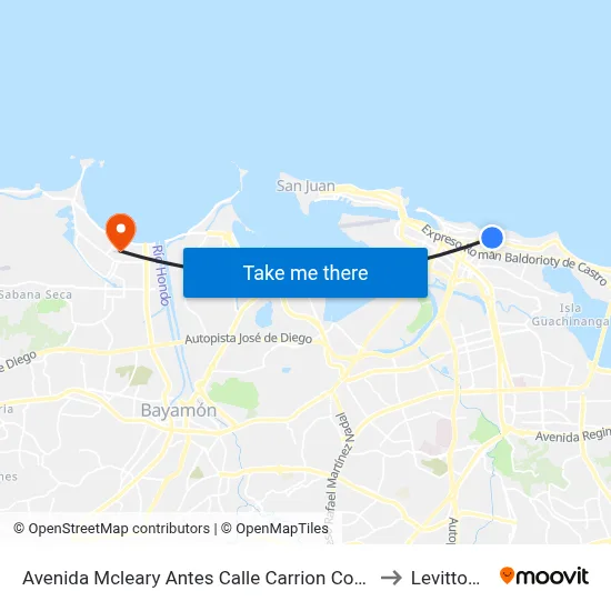 Avenida Mcleary Antes Calle Carrion Court to Levittown map