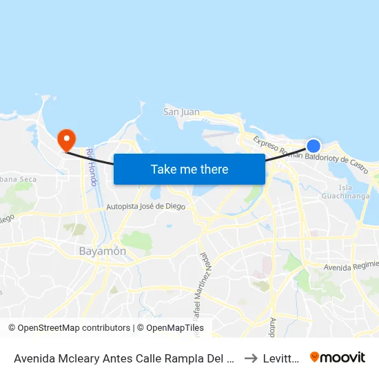 Avenida Mcleary Antes Calle Rampla Del Admirantes to Levittown map
