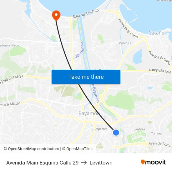 Avenida Main Esquina Calle 29 to Levittown map