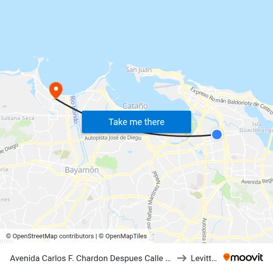 Avenida Carlos F. Chardon Despues Calle Arterial Hosto to Levittown map