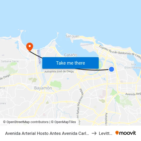 Avenida Arterial Hosto Antes Avenida Carlos F. Chardonc to Levittown map