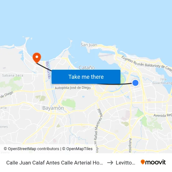 Calle Juan Calaf Antes Calle Arterial Hosto to Levittown map