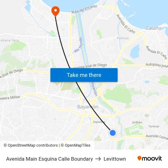 Avenida Main Esquina Calle Boundary to Levittown map