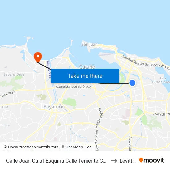 Calle Juan Calaf Esquina Calle Teniente Cesar Luis Acosta to Levittown map