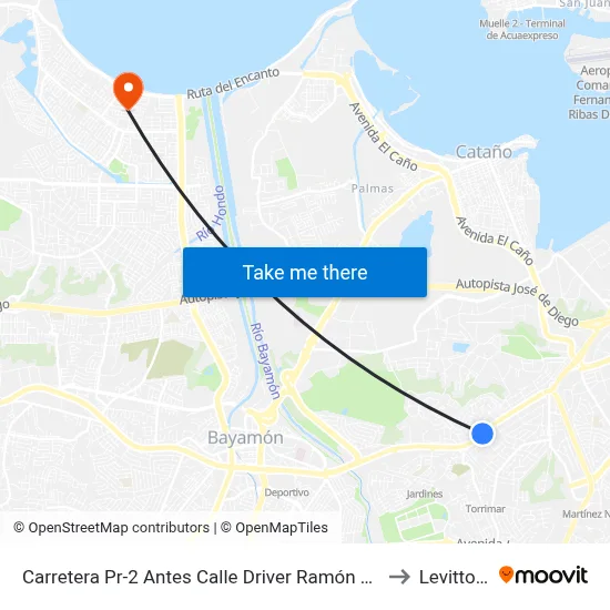 Carretera Pr-2 Antes Calle Driver Ramón Mimoso to Levittown map