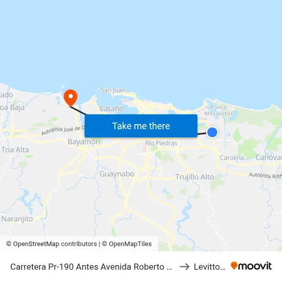Carretera Pr-190 Antes Avenida Roberto S. Vilella to Levittown map