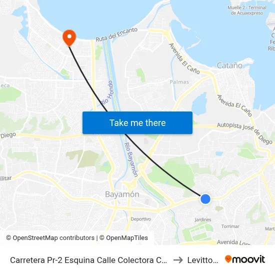 Carretera Pr-2 Esquina Calle Colectora Central to Levittown map