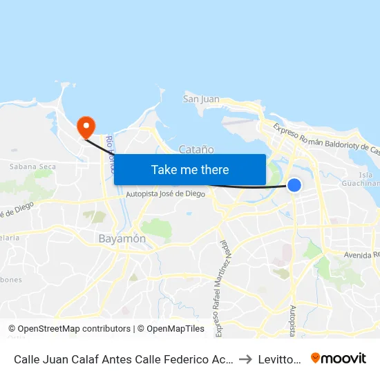 Calle Juan Calaf Antes Calle Federico Acosta to Levittown map