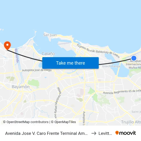 Avenida Jose V. Caro Frente Terminal American Airlines to Levittown map