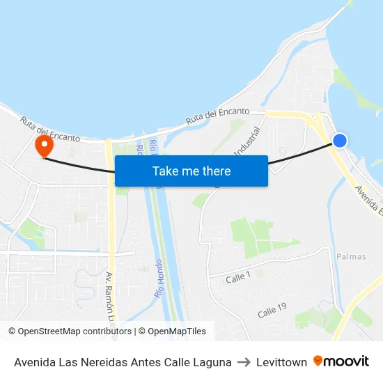 Avenida Las Nereidas Antes Calle Laguna to Levittown map