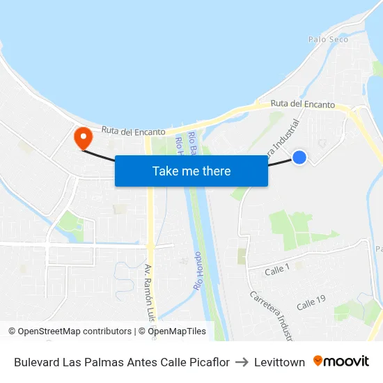 Bulevard Las Palmas Antes Calle Picaflor to Levittown map