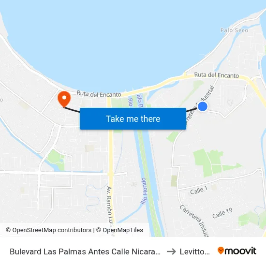 Bulevard Las Palmas Antes Calle Nicaragua to Levittown map