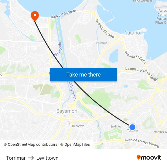 Torrimar to Levittown map