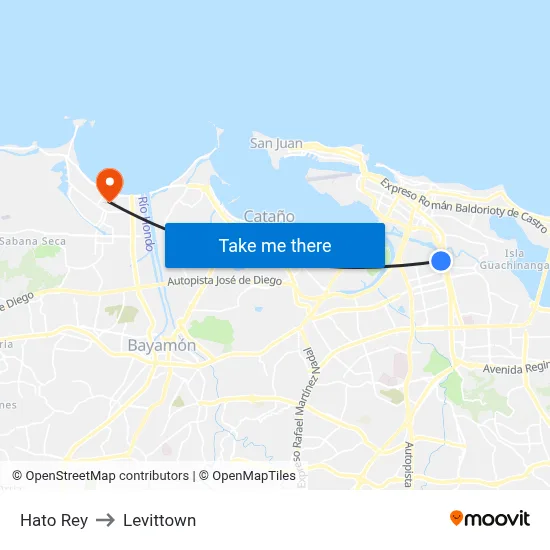Hato Rey to Levittown map