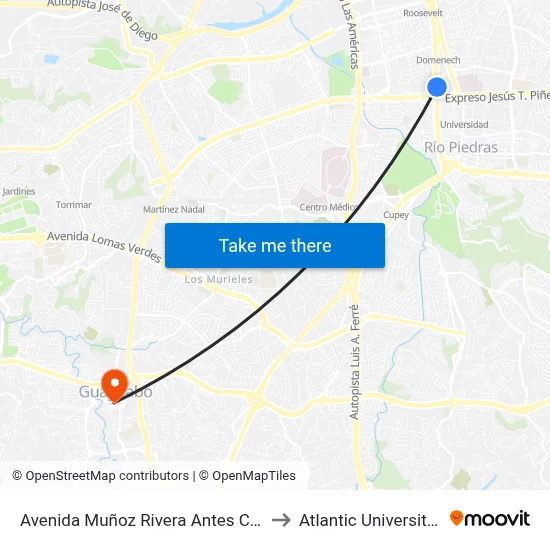 Avenida Muñoz Rivera Antes Calle Coll Taste to Atlantic University College map