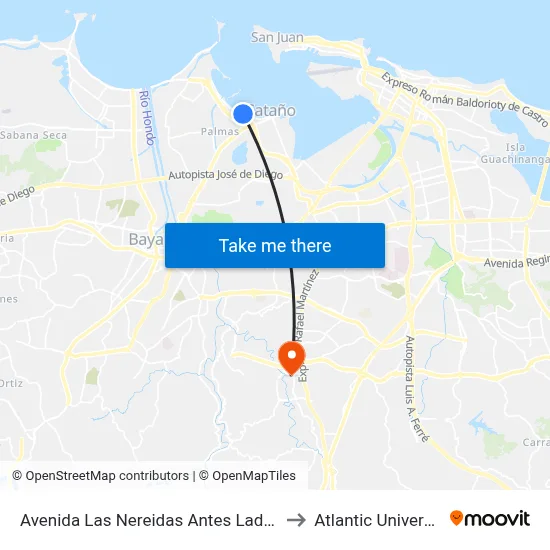 Avenida Las Nereidas Antes Lado Opuesto Calle Este to Atlantic University College map