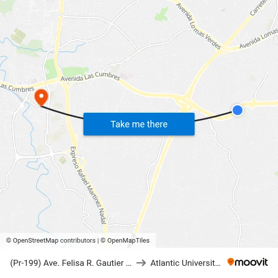 (Pr-199) Ave. Felisa R. Gautier Antes Calle A to Atlantic University College map