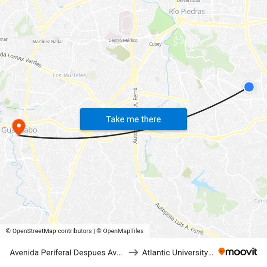 Avenida Periferal Despues Avenida Venus to Atlantic University College map