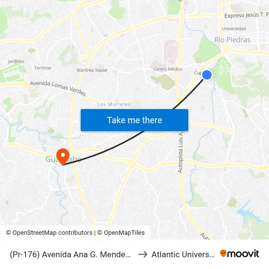 (Pr-176) Avenida Ana G. Mendez Frente A La Umet to Atlantic University College map