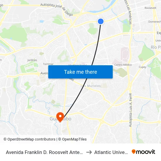 Avenida Franklin D. Roosvelt Antes Avenida Jose De Diego to Atlantic University College map