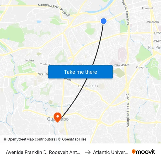 Avenida Franklin D. Roosvelt Antes Esquina Calle 7 N.E. to Atlantic University College map