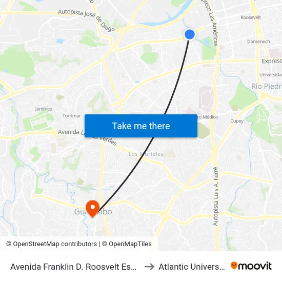 Avenida Franklin D. Roosvelt Esquina Calle 25 N.E. to Atlantic University College map