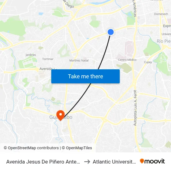 Avenida Jesus De Piñero Antes Calle 15 S.E. to Atlantic University College map