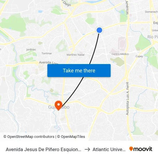 Avenida Jesus De Piñero Esquiona Avenida José De Diego to Atlantic University College map