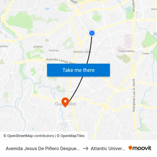 Avenida Jesus De Piñero Despues Avenida San Patricio to Atlantic University College map