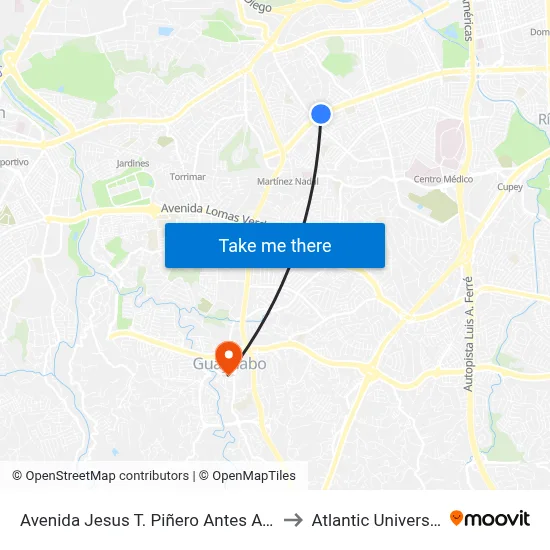 Avenida Jesus T. Piñero Antes Avenida San Patricio to Atlantic University College map