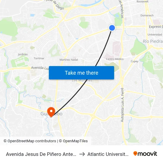 Avenida Jesus De Piñero Antes Calle Argel to Atlantic University College map