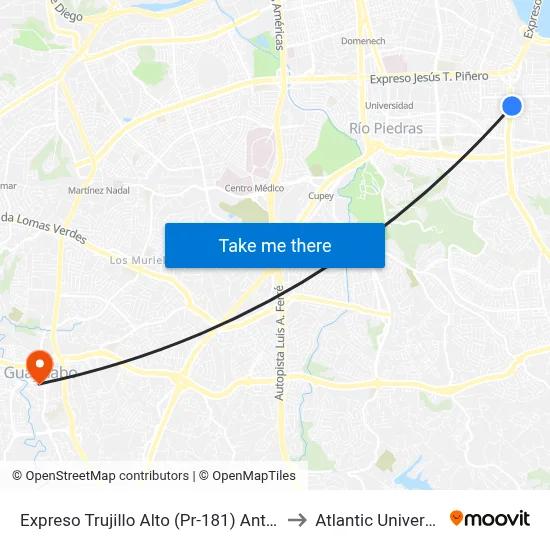 Expreso Trujillo Alto (Pr-181) Antes Calle Julio Andino to Atlantic University College map
