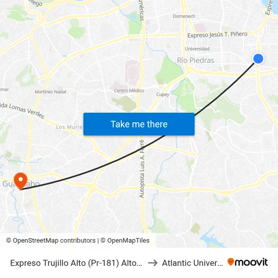 Expreso Trujillo Alto (Pr-181) Alto Despues Calle Almonte to Atlantic University College map