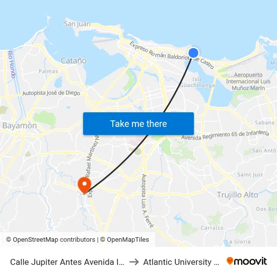 Calle Jupiter Antes Avenida Isla Verde to Atlantic University College map