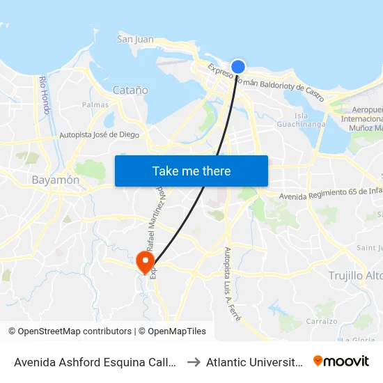Avenida Ashford Esquina Calle Washington to Atlantic University College map