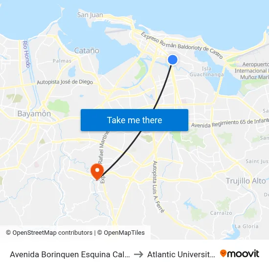 Avenida Borinquen Esquina Calle San Antonio to Atlantic University College map