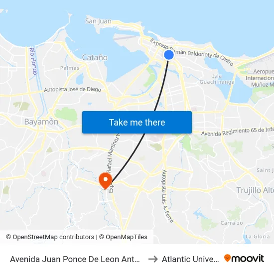 Avenida Juan Ponce De Leon Antes Calle Reverendo Orengo to Atlantic University College map