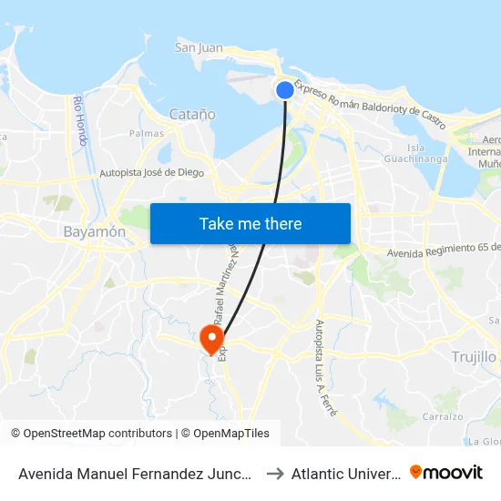 Avenida Manuel Fernandez Juncos Esquina Calle Estado to Atlantic University College map